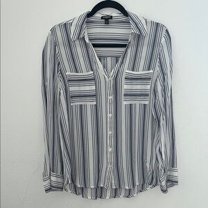 Express Portofino Striped Botton Up Blouse